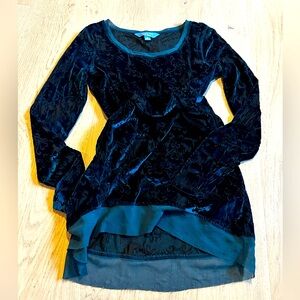 Simply Vera Vera Wang Velvet Burnout Dark to Bright Blue Flash Longsleeve